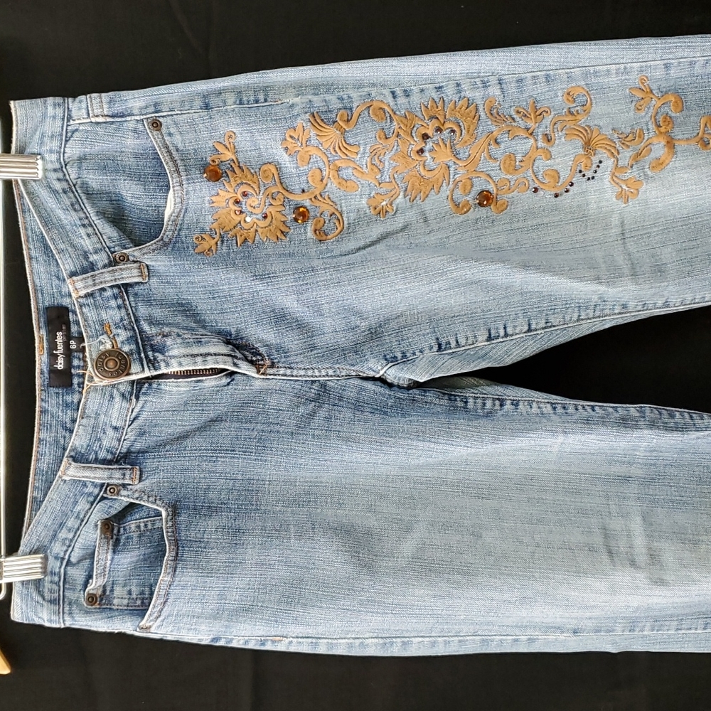 Daisy Fuentes Floral Jewel Denim Petite Jeans